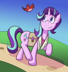 Size: 1839x1920 | Tagged: safe, artist:zanefir-dran, starlight glimmer, bird, g4, female, newbie artist training grounds, saddle bag, solo