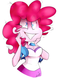 Size: 3000x4000 | Tagged: safe, artist:befishproductions, pinkie pie, equestria girls, g4, breasts, busty pinkie pie, female, grin, signature, simple background, smiling, solo, transparent background