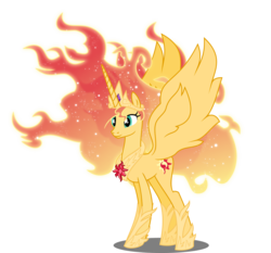 Size: 7549x7027 | Tagged: safe, artist:orin331, sunset shimmer, alicorn, pony, equestria girls, g4, absurd resolution, alicornified, female, fiery shimmer, flash puppet, mane of fire, older, older sunset, race swap, shimmercorn, smiling, solo, updated