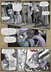 Size: 1363x1920 | Tagged: safe, artist:pencils, maud pie, oc, oc:anon, earth pony, human, pony, comic:anon's pie adventure, g4, cave, comic, dock, female, human male, imminent sex, male, mare, petting