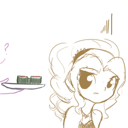 Size: 1280x1280 | Tagged: safe, artist:tjpones, adagio dazzle, equestria girls, g4, food, monochrome, offscreen character, sketch, solo focus, sushi