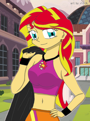 Size: 2268x3056 | Tagged: safe, artist:bakumaru01, sunset shimmer, equestria girls, g4, belly button, breasts, female, high res, midriff