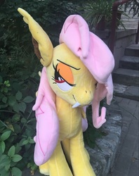 Size: 987x1248 | Tagged: safe, artist:hutouluosha, fluttershy, bat pony, pony, g4, bedroom eyes, flutterbat, irl, photo, plushie, race swap, taobao