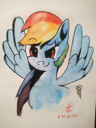 Size: 2448x3264 | Tagged: safe, artist:truffle shine, rainbow dash, g4, bust, female, high res, portrait, solo, traditional art, watercolor painting