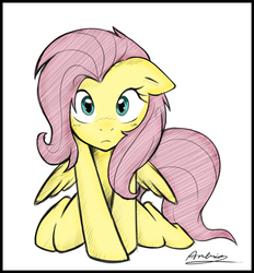 Size: 470x506 | Tagged: safe, artist:123kennix, artist:ambris, edit, fluttershy, pegasus, pony, g4, colored, female, looking at you, solo, trace