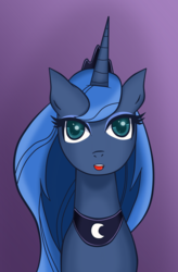 Size: 1072x1631 | Tagged: safe, artist:zaydskate, princess luna, g4, eye reflection, female, looking at you, open mouth, solo, style emulation