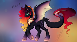 Size: 1920x1040 | Tagged: safe, artist:ondrea, oc, oc only, oc:havoc, oc:havox, dracony, hybrid, colorful, cute, fluffy, horns