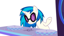 Size: 14849x8348 | Tagged: safe, artist:cyanlightning, dj pon-3, vinyl scratch, pony, unicorn, g4, the saddle row review, .svg available, absurd resolution, female, mare, simple background, solo, speaker, transparent background, turntable, vector