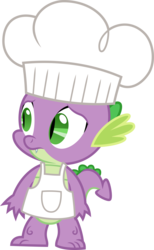 Size: 5293x8580 | Tagged: safe, artist:fruft, spike, dragon, a bird in the hoof, g4, absurd resolution, apron, chef's hat, clothes, fangs, hat, male, simple background, solo, transparent background