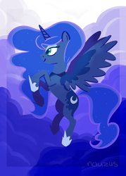 Size: 1280x1792 | Tagged: safe, artist:nauzus, princess luna, alicorn, pony, g4, female, flying, smiling, solo