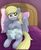 Size: 1217x1500 | Tagged: safe, alternate version, artist:smudge proof, derpy hooves, pegasus, pony, g4, adult diaper, bed, bedroom, commission, diaper, dry 24/7, female, looking at you, mare, non-baby in diaper, offscreen character, pov, solo, submission, submissive, wetness indicator