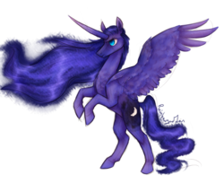 Size: 1024x841 | Tagged: safe, artist:leechetious, princess luna, g4, female, rearing, simple background, solo, spread wings, transparent background