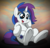 Size: 1826x1769 | Tagged: safe, artist:drawponies, oc, oc only, oc:glam rock, commission, cute, offspring, open mouth, parent:rarity, parent:vinyl scratch, parents:rariscratch, sitting, solo, underhoof