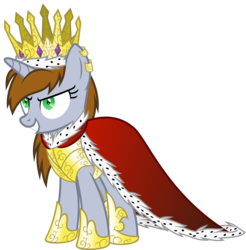 Size: 5897x6000 | Tagged: safe, artist:magister39, oc, oc only, oc:littlepip, pony, unicorn, fallout equestria, abraxo queen, absurd resolution, cape, clothes, crown, evil, evil smile, fanfic, fanfic art, female, flash puppet, horn, jewelry, mare, queen, regalia, simple background, solo, transparent background, tyrant, unicorn oc, xk-class end-of-the-world scenario