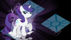 Size: 1920x1080 | Tagged: safe, artist:jennieoo, artist:leonbrony, rarity, pony, unicorn, g4, alternate hairstyle, cutie mark, female, looking at you, mare, ponytail, reflection, show accurate, solo, vector, wallpaper