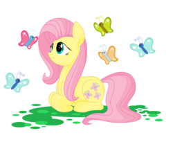 Size: 3560x2920 | Tagged: safe, artist:glitterstar2000, fluttershy, butterfly, g4, female, high res, newbie artist training grounds, solo