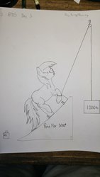 Size: 1024x1820 | Tagged: safe, artist:adrunkgeologist, generic pony, monochrome, newbie artist training grounds, solo, traditional art, weight lifting, weights