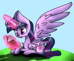 Size: 1024x846 | Tagged: safe, artist:creeperkitty267, twilight sparkle, alicorn, pony, g4, book, female, magic, reading, solo, telekinesis, twilight sparkle (alicorn)