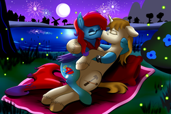 Size: 6000x4000 | Tagged: safe, artist:wilshirewolf, oc, oc only, pony, duo, kissing, male, oc x oc, shipping, straight