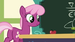 Size: 1100x618 | Tagged: safe, screencap, cheerilee, earth pony, pony, g4, the cart before the ponies, apple, butt, female, flowerbutt, food, mare, plot, solo