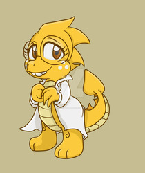 Size: 1024x1221 | Tagged: safe, artist:yoshimarsart, dragon, alphys, dragonified, solo, species swap, undertale, watermark