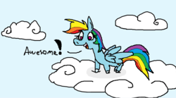 Size: 735x410 | Tagged: safe, rainbow dash, g4, dialogue, excited, female, ms paint, solo