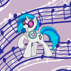 Size: 1024x1024 | Tagged: safe, artist:yoshimarsart, dj pon-3, vinyl scratch, g4, female, headphones, solo, watermark