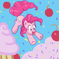 Size: 1024x1024 | Tagged: safe, artist:yoshimarsart, pinkie pie, g4, cupcake, female, food, solo, watermark