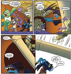 Size: 1273x1328 | Tagged: safe, artist:jay fosgitt, idw, ahuizotl, daring do, doctor caballeron, fluttershy, earth pony, map spider, pegasus, pony, spider, friends forever #32, g4, my little pony: friends forever, spoiler:comic, male, stallion