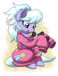 Size: 1275x1650 | Tagged: safe, artist:latecustomer, cloudchaser, pegasus, pony, g4, clothes, cookie, cute, cutechaser, eating, female, food, oreo, oversized clothes, puffy cheeks, solo, sweater