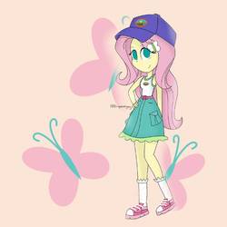 Size: 1773x1773 | Tagged: safe, artist:pinkiepie-ninjago, fluttershy, equestria girls, g4, my little pony equestria girls: legend of everfree, cap, clothes, cute, cutie mark, female, hat, pink background, pixelated, shoes, simple background, smiling, sneakers, socks, solo