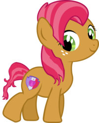 Size: 1024x1273 | Tagged: safe, babs seed, earth pony, pony, g4, alternate cutie mark, female, filly, simple background, smiling, solo, transparent background