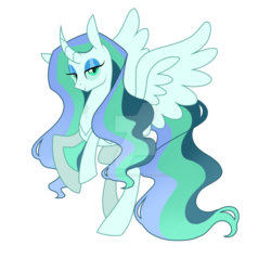 Size: 1024x1024 | Tagged: safe, artist:azure-art-wave, oc, oc only, oc:silk solace, alicorn, changepony, hybrid, pony, alicorn oc, curved horn, horn, interspecies offspring, magical lesbian spawn, offspring, parent:princess celestia, parent:queen chrysalis, parents:chryslestia, simple background, solo, transparent background, watermark