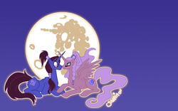 Size: 1440x900 | Tagged: safe, artist:yamino, alicorn, pony, unicorn, female, korra, lesbian, mare, ponified, princess yue, shipping, the legend of korra