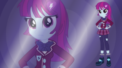 Size: 3840x2160 | Tagged: safe, artist:perplexedpegasus, mystery mint, equestria girls, g4, background human, clothes, crystal prep academy uniform, hand on hip, high res, school uniform, wallpaper, zoom layer