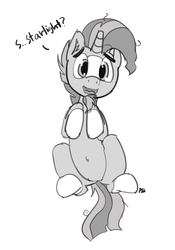 Size: 2522x3596 | Tagged: safe, artist:pabbley, sunburst, g4, grayscale, high res, male, monochrome, on back, simple background, solo