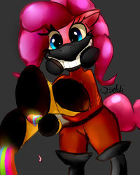 Size: 800x1000 | Tagged: artist needed, safe, pinkie pie, g4, crossover, parody, pyro (tf2), team fortress 2