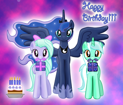 Size: 1365x1164 | Tagged: safe, artist:majkashinoda626, flitter, lyra heartstrings, princess luna, g4