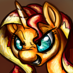 Size: 600x600 | Tagged: safe, artist:sallindaemon, sunset shimmer, pony, unicorn, g4, female, smirk, solo