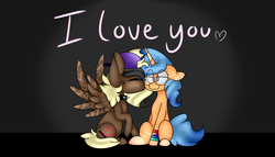 Size: 5000x2855 | Tagged: safe, artist:willow-dreemurr, oc, oc only, pony, duo, kissing, male, oc x oc, shipping, straight