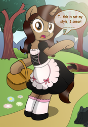 Size: 2444x3507 | Tagged: safe, artist:pananovich, oc, oc only, oc:mayerly, pony, unicorn, bipedal, clothes, high res, maid, solo