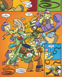 Size: 1271x1571 | Tagged: safe, artist:jay fosgitt, idw, daring do, fluttershy, friends forever #32, g4, my little pony: friends forever, spoiler:comic, whip