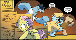 Size: 1251x669 | Tagged: safe, artist:jay fosgitt, idw, fluttershy, friends forever #32, g4, my little pony: friends forever, spoiler:comic, crate