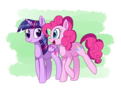 Size: 900x663 | Tagged: safe, artist:bluemoonlightflower, pinkie pie, twilight sparkle, alicorn, earth pony, pony, g4, female, lesbian, mare, ship:twinkie, shipping, twilight sparkle (alicorn)