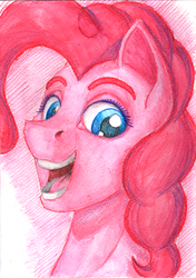 Size: 1266x1800 | Tagged: safe, artist:sa1ntmax, pinkie pie, g4, bust, female, happy, portrait, solo, three quarter view, traditional art