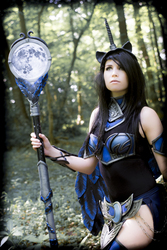Size: 4000x6000 | Tagged: safe, artist:lordkarpador, nightmare moon, human, g4, absurd resolution, clothes, cosplay, costume, forest, irl, irl human, photo, solo, staff