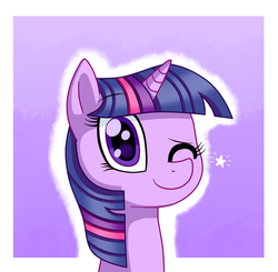 Size: 600x587 | Tagged: safe, artist:bluemoonlightflower, twilight sparkle, alicorn, pony, g4, female, one eye closed, solo, twilight sparkle (alicorn), wink