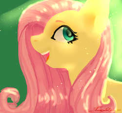 Size: 6000x5600 | Tagged: safe, artist:fayfafaya002, fluttershy, g4, absurd resolution, bright, bust, female, looking back, open mouth, profile, smiling, solo