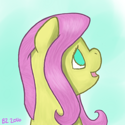 Size: 512x512 | Tagged: safe, artist:x-bond-of-flame-x, fluttershy, g4, bust, female, looking up, open mouth, profile, simple background, solo