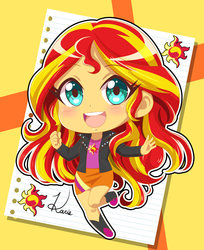 Size: 1024x1253 | Tagged: safe, artist:karis-coba, sunset shimmer, equestria girls, g4, chibi, cute, female, shimmerbetes, solo